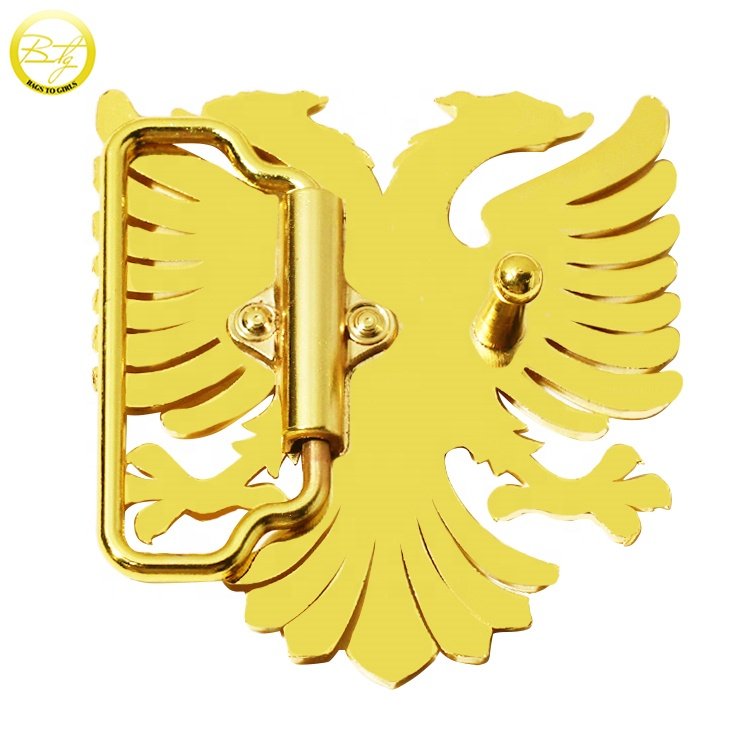 Custom private logo belt buckle gold plated embossed backpack buckle straps hardware for men