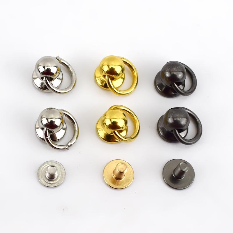 MeeTee BF069 Plated Handbag Decoration Rivet Rings Nail Bag Strap Side Clip Buckles with Screws Hardware Accessories for Luggage