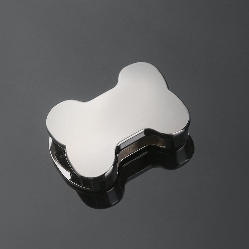 Custom Logo Silver Color Dog Collar 25mm Belt Zinc Alloy One Side Quick Release Metal Bone Shape Buckle