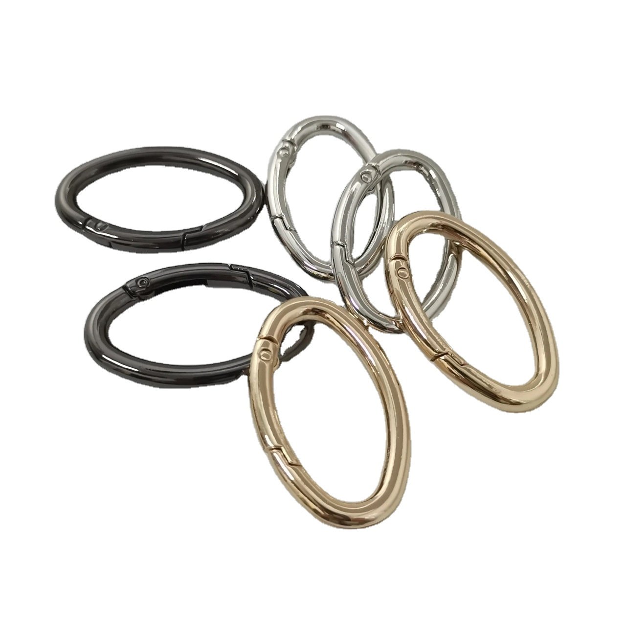 Oval Spring O Ring Openable Leather Bag Handbag Strap Buckle Connect Keyring Key Dog Chain Snap Clasp For Making Accessories