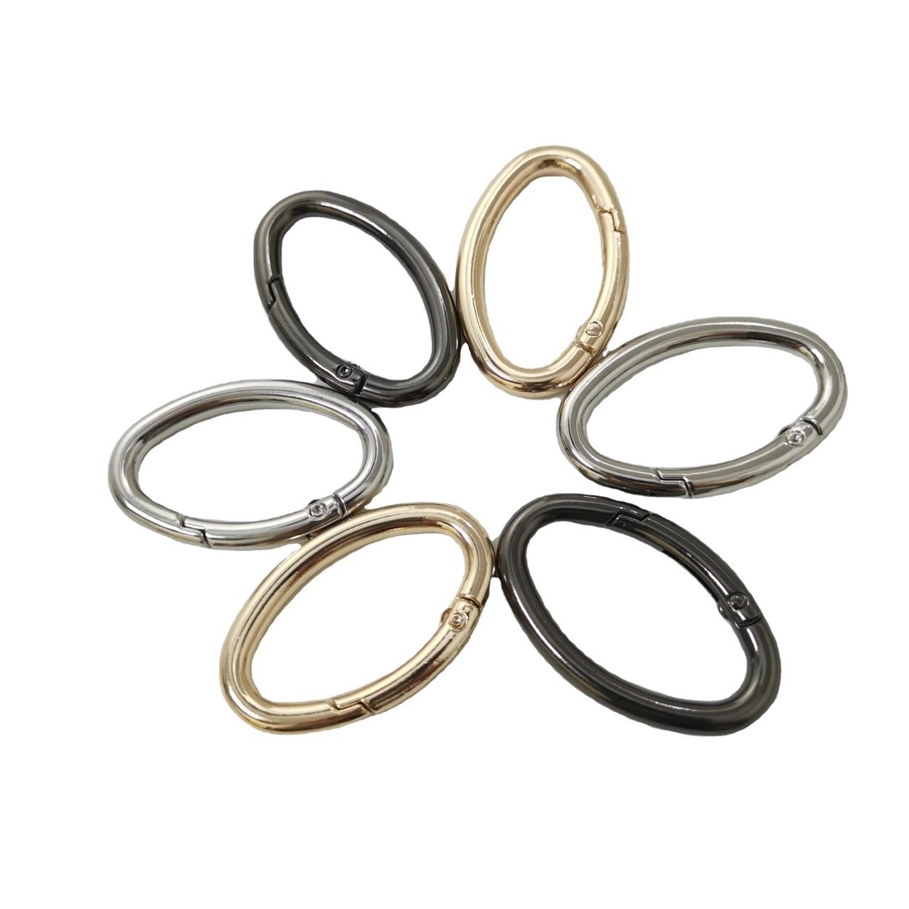 Oval Spring O Ring Openable Leather Bag Handbag Strap Buckle Connect Keyring Key Dog Chain Snap Clasp For Making Accessories