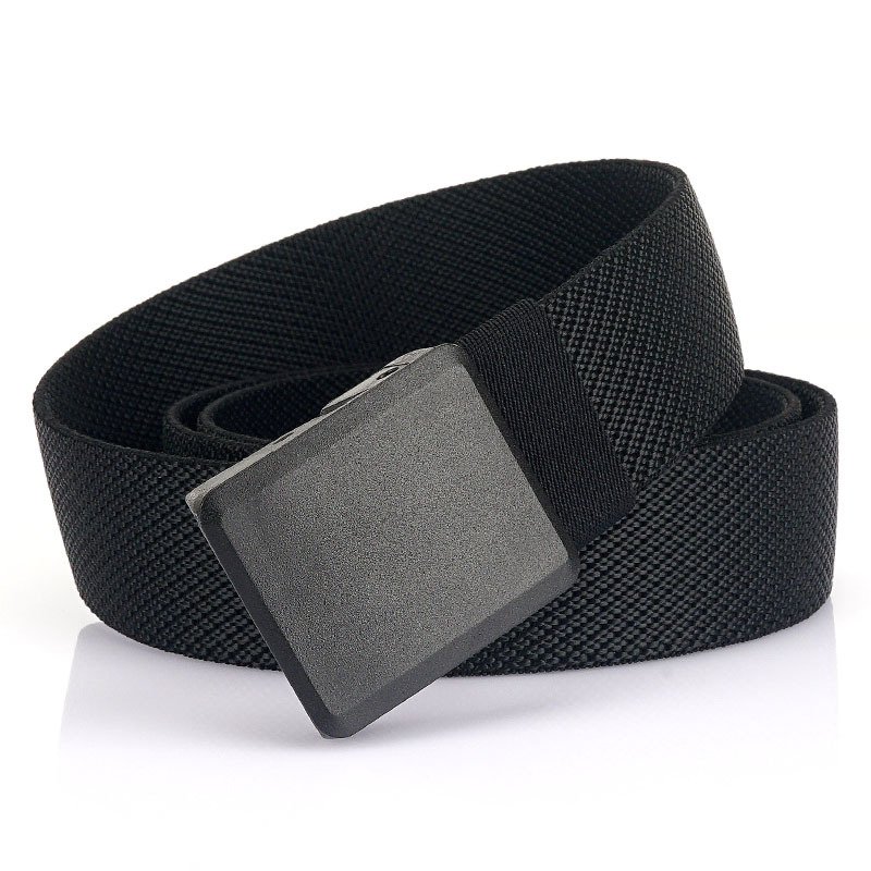 Custom LOGO 3.8CM Men's Elastic Belt with Plastic Buckle Lightweight Stretch Webbing Fabric Belt No Metal Golf Belt