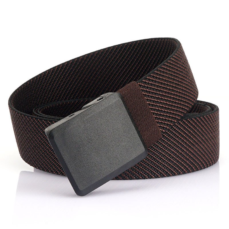 Custom LOGO 3.8CM Men's Elastic Belt with Plastic Buckle Lightweight Stretch Webbing Fabric Belt No Metal Golf Belt