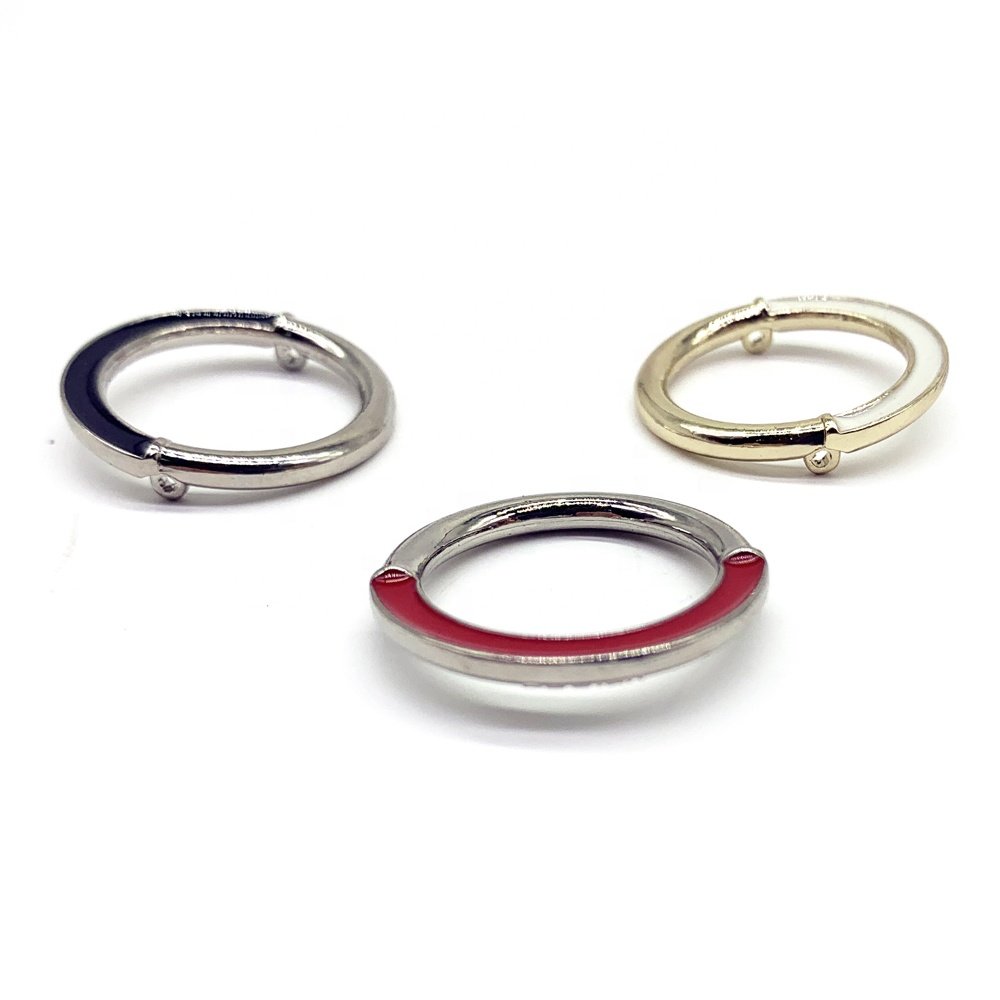 Factory wholesaler zinc alloy bag garment accessory decorative round buckle with channel for sewing on dress