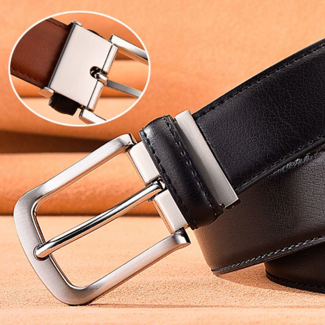 Genuine Leather Belt For Mens Reversible Belt Classy Dress Belt Adjustable pin buckle for mens gift