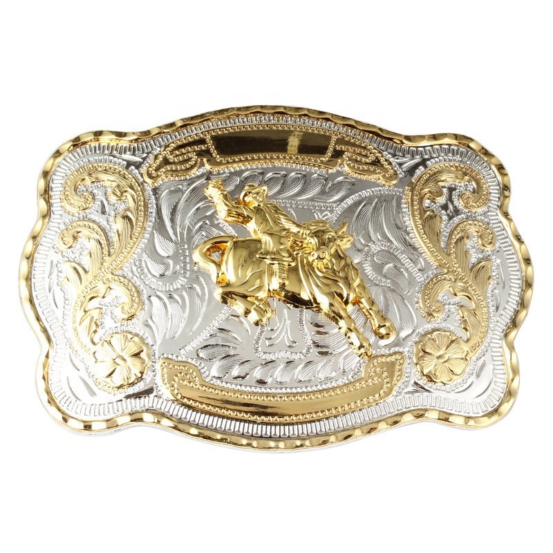 Two Tone Shiny Gold Silver western Belt buckle Fashion Designer Horse Buckle Cowboy western belt buckle for men