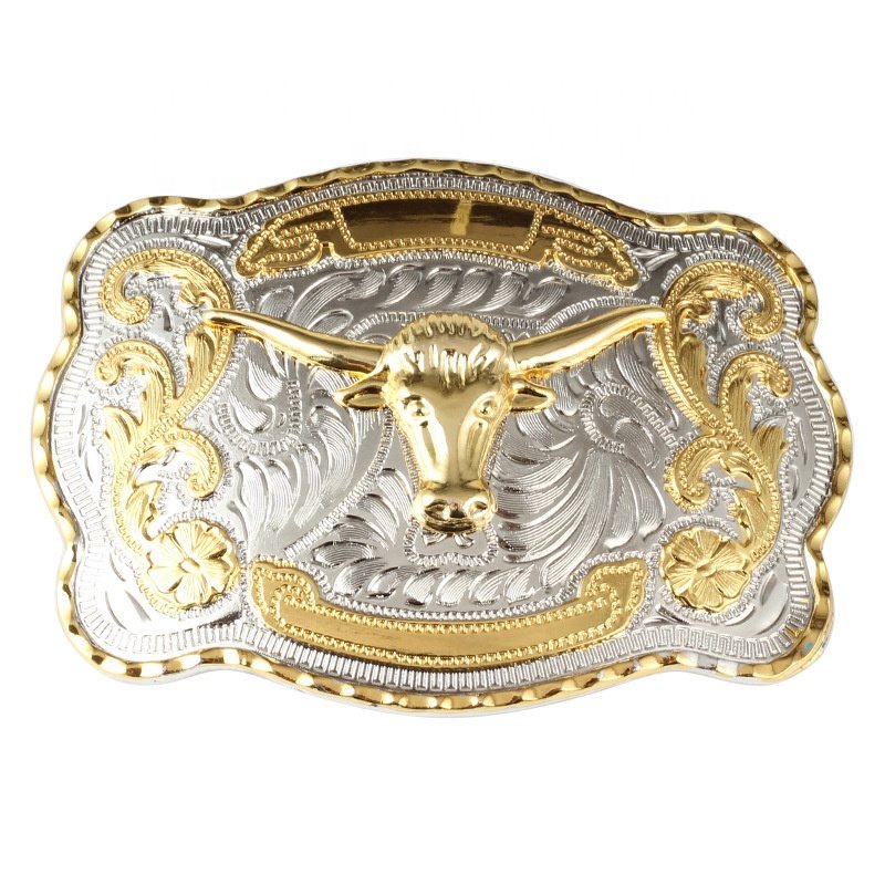 Two Tone Shiny Gold Silver western Belt buckle Fashion Designer Horse Buckle Cowboy western belt buckle for men