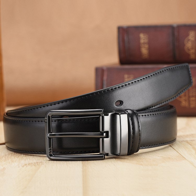 Custom Size Metal Pin Belt Buckle Leather Belt Mens Casual Genuine Leather Belt For Men