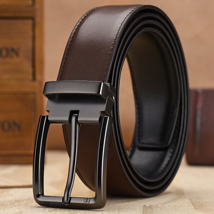 Custom Size Metal Pin Belt Buckle Leather Belt Mens Casual Genuine Leather Belt For Men