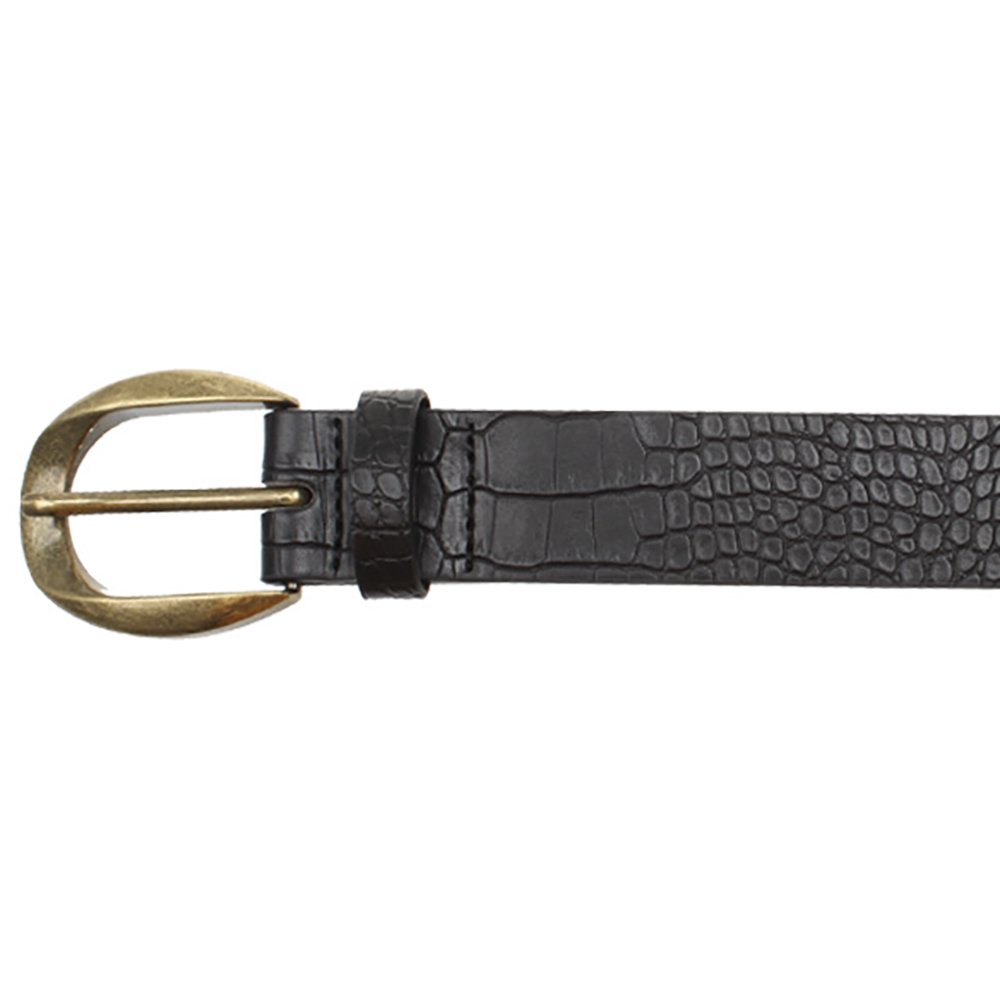 New design high quality fashion casual woman belt with pin gold alloy buckle Ladies croc black PU women belts
