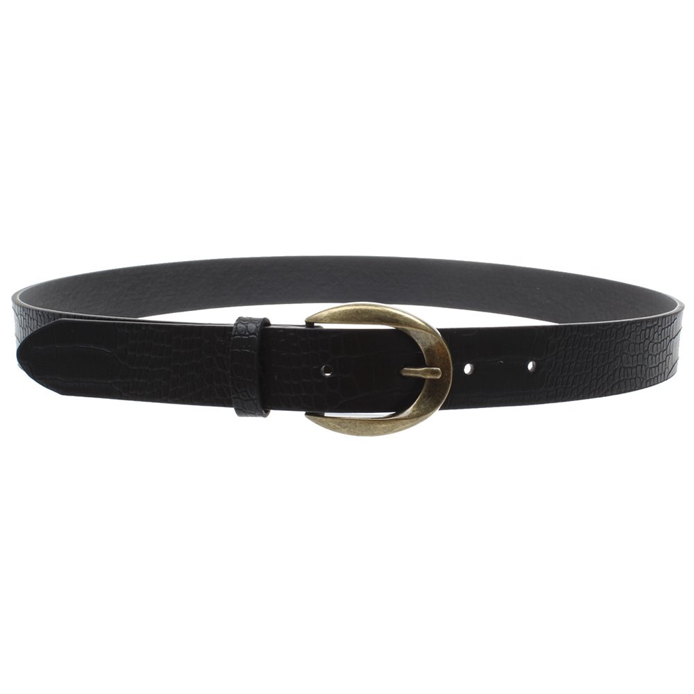 New design high quality fashion casual woman belt with pin gold alloy buckle Ladies croc black PU women belts