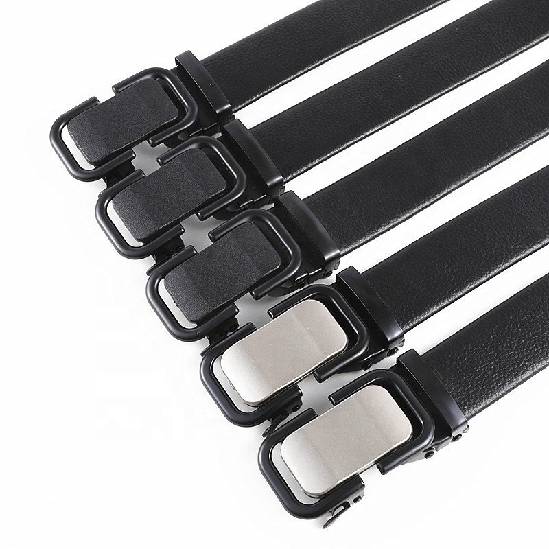 2024 New Style Belt men's frosted iron automatic buckle belt fashionable casual versatile PU leather belt for Jeans LXS-IAP007