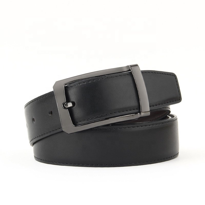Embossed Logo OEM/ODM split leather zinc alloy needle buckle belt for men's versatile casual cowhide waist belt P121