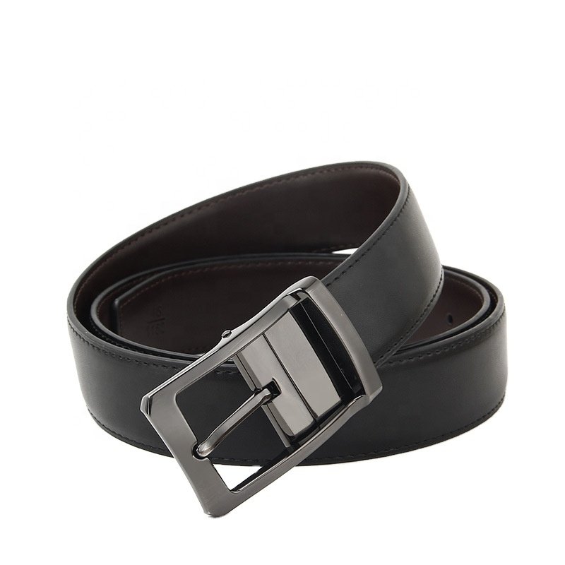 Embossed Logo OEM/ODM split leather zinc alloy needle buckle belt for men's versatile casual cowhide waist belt P121