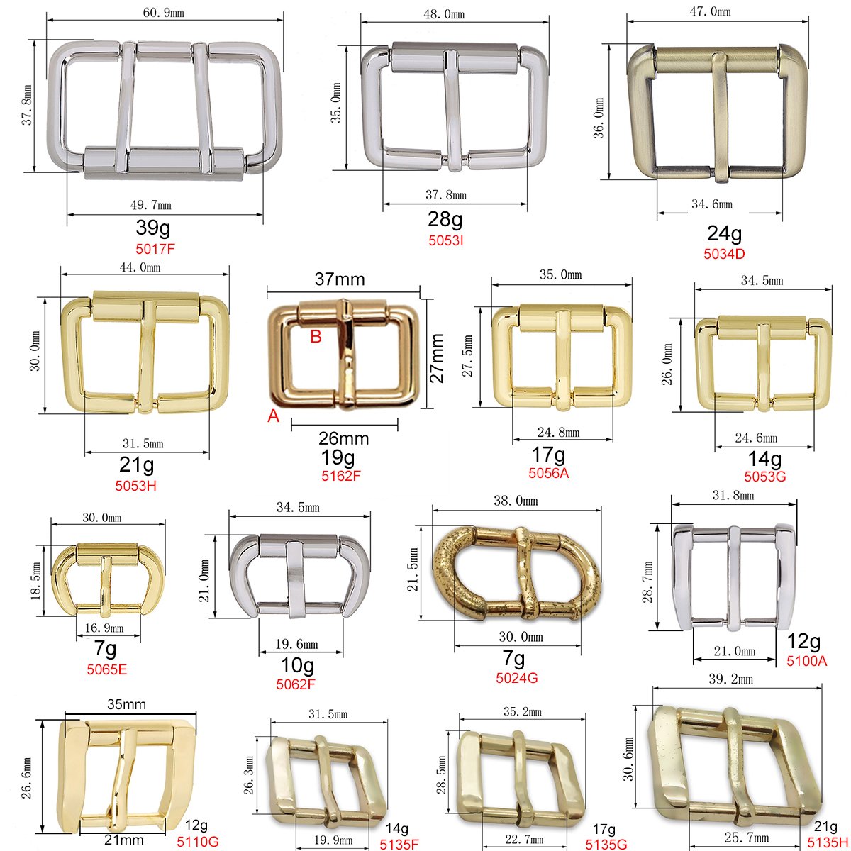 Nolvo World Metal Square Center Double Bar Buckle Belt Rectangular Pin Buckles