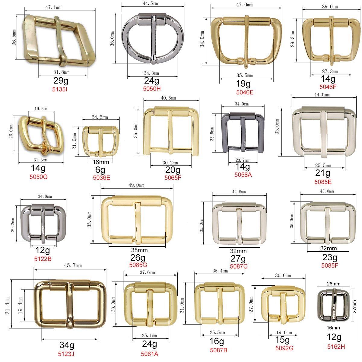 Nolvo World Metal Square Center Double Bar Buckle Belt Rectangular Pin Buckles
