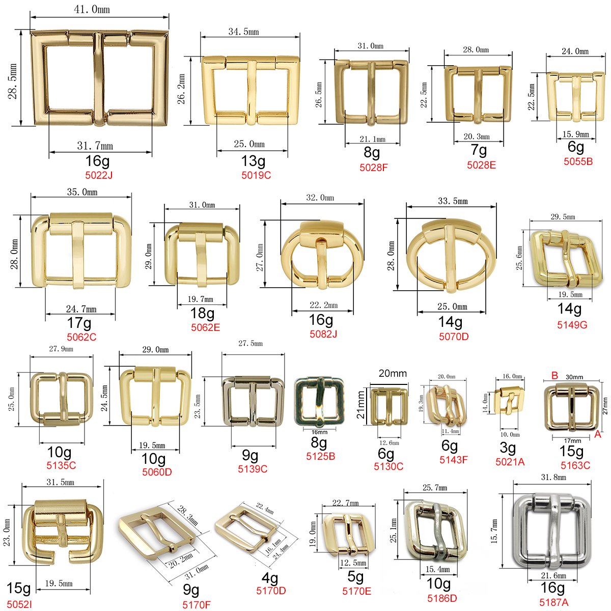 Nolvo World Metal Square Center Double Bar Buckle Belt Rectangular Pin Buckles
