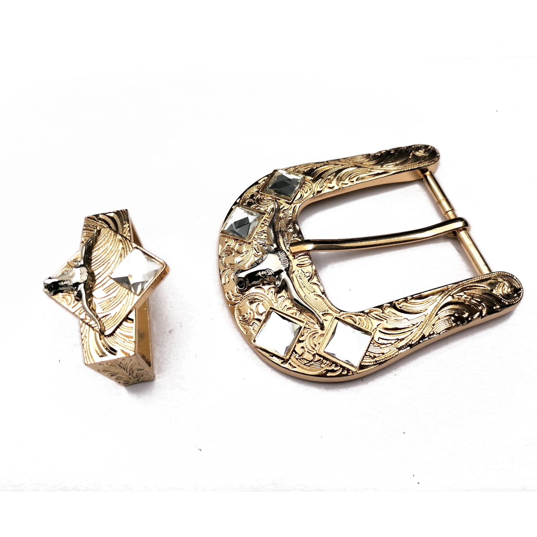 Wholesale Specialized Custom 40mm Men Fixed Buckle Logo Designed Western Bull Longhorn Buckles Set