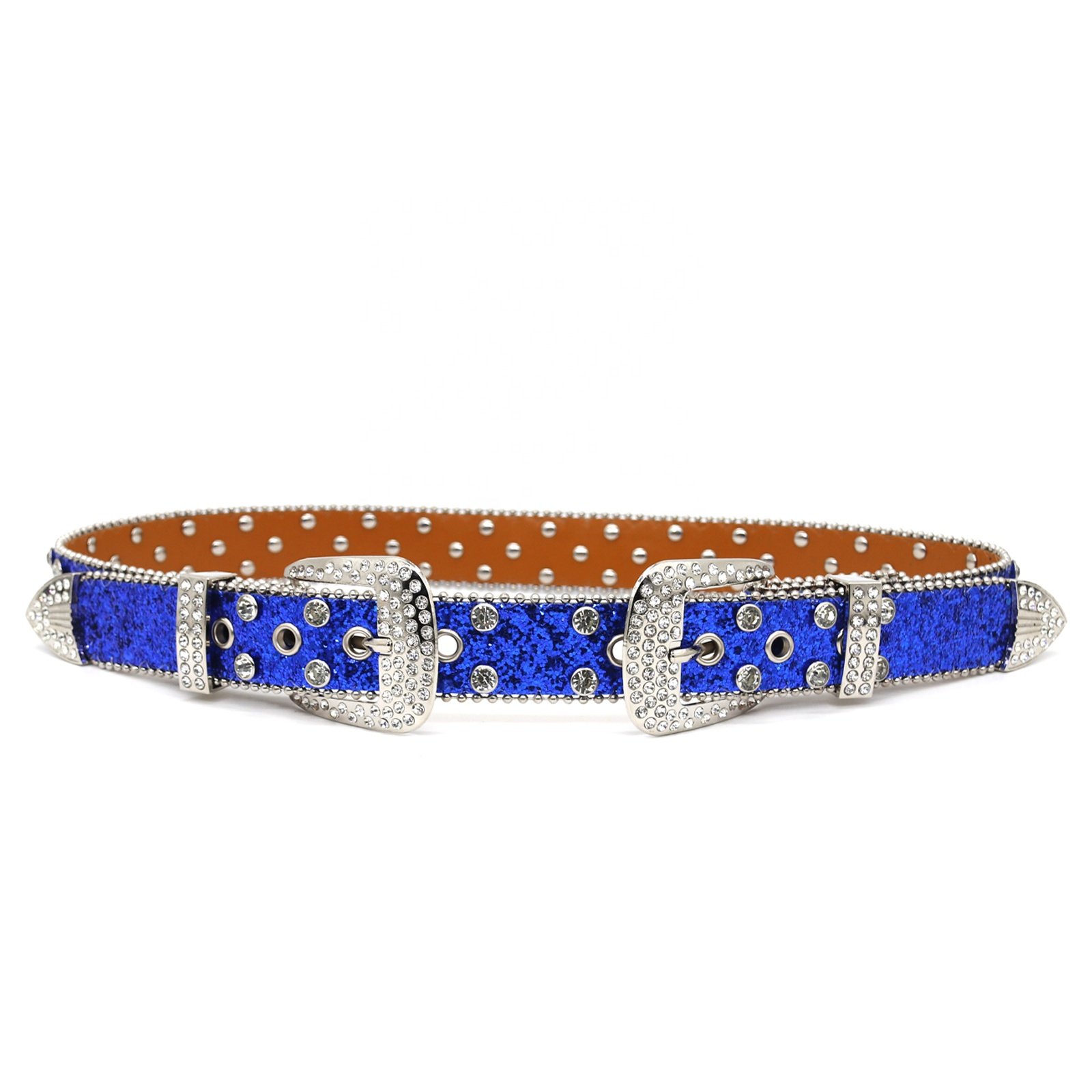 Factory customizable rhinestone belt, double buckle type unique designer, western punk style y2k