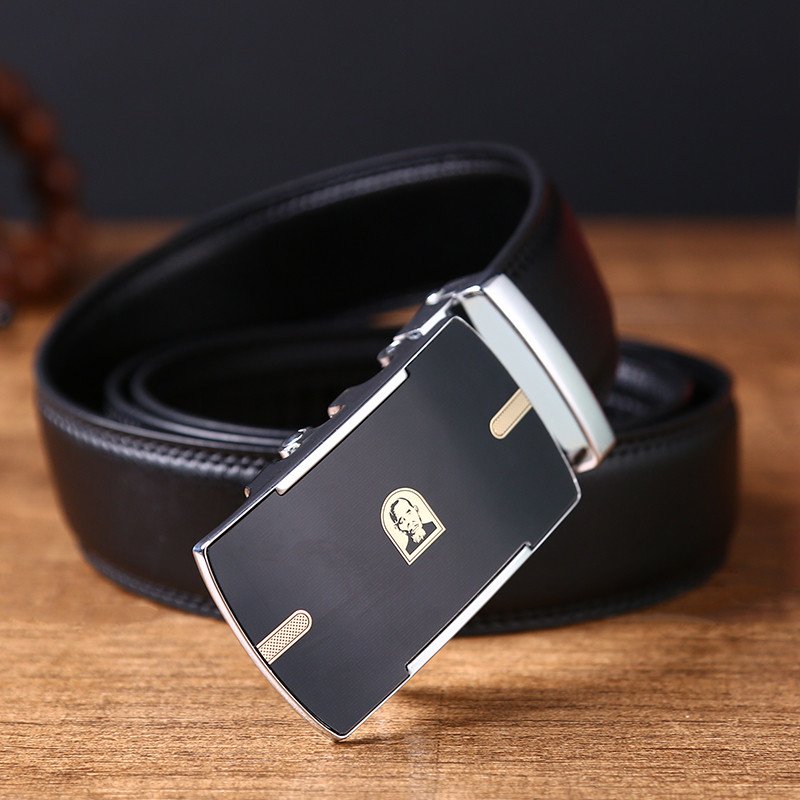 Hot sales men's popular fashion designers cowhide leather automatic buckle belts in stock
