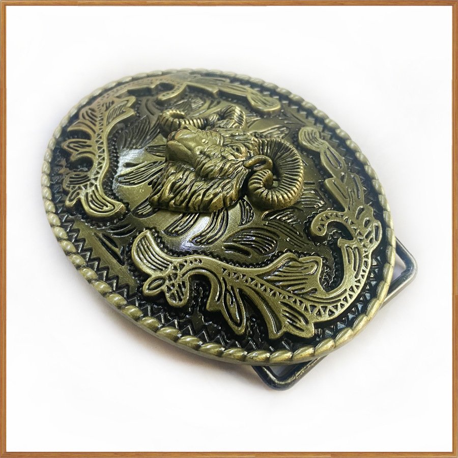 Vintage Zinc Alloy Animal Goat Belt Buckle Men Fashion Belt Buckle