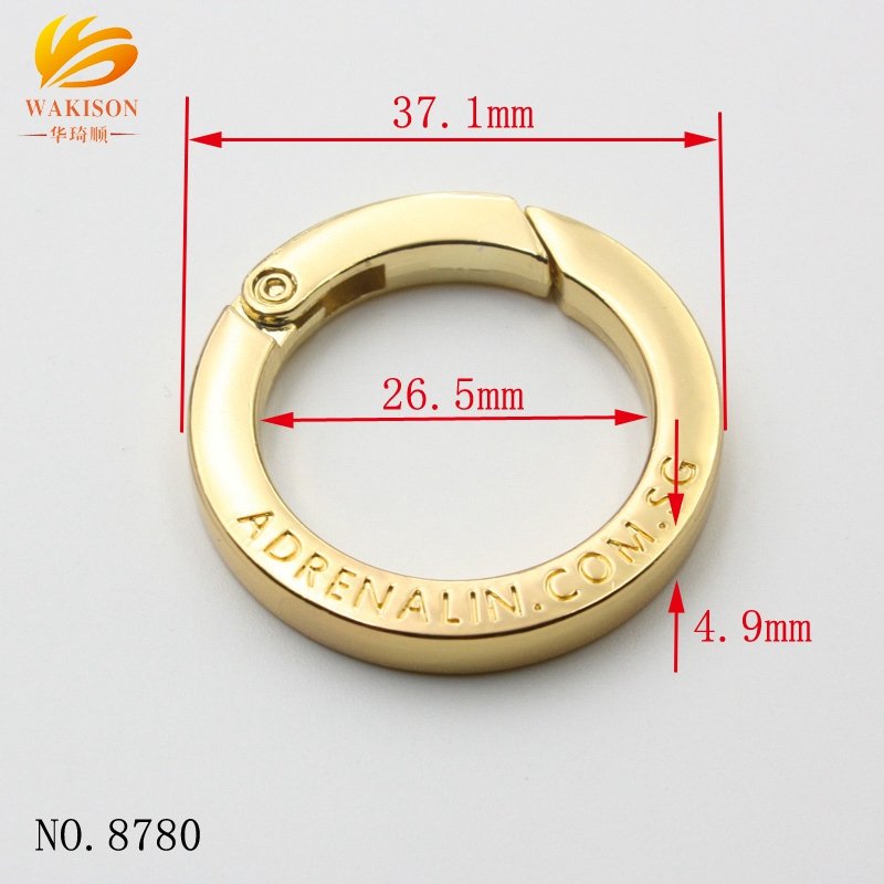 Custom Circle Snap Clip Hook O Ring Spring Gate Clasp Buckle Round Spring Carabiner for Keychain Handbag