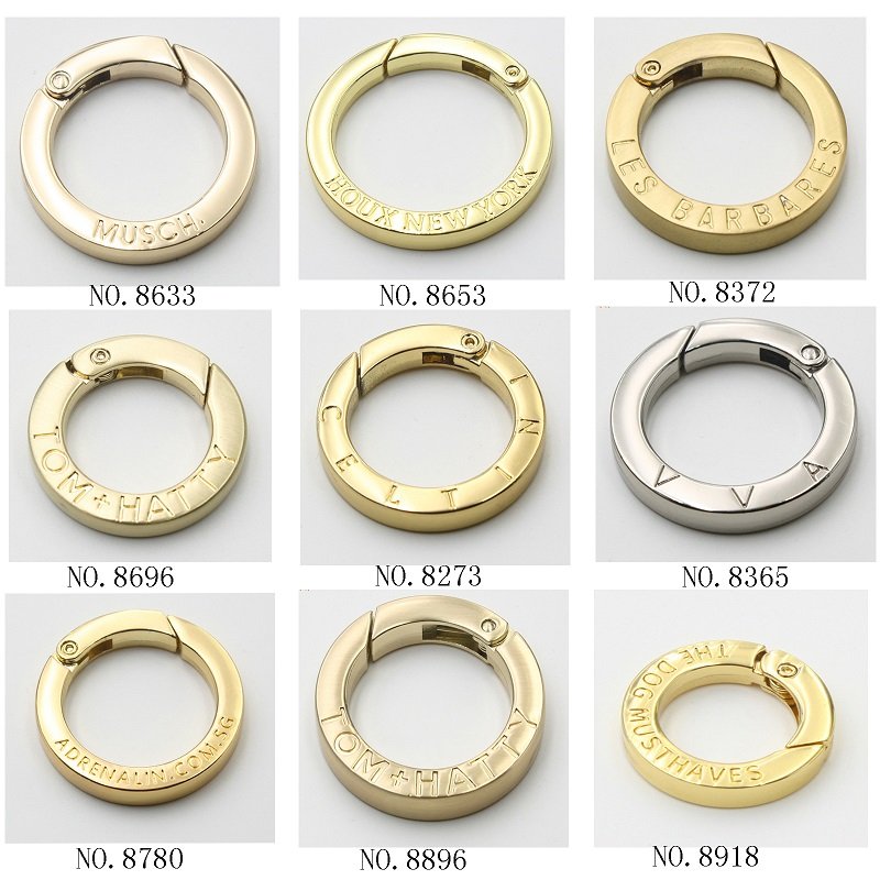 Custom Circle Snap Clip Hook O Ring Spring Gate Clasp Buckle Round Spring Carabiner for Keychain Handbag