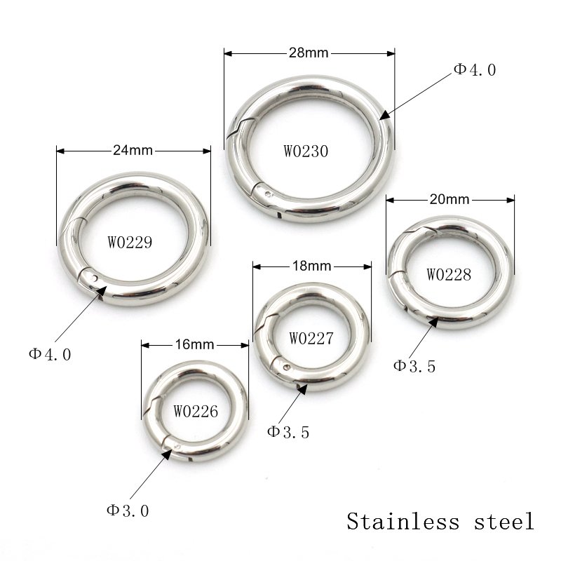 Custom Circle Snap Clip Hook O Ring Spring Gate Clasp Buckle Round Spring Carabiner for Keychain Handbag