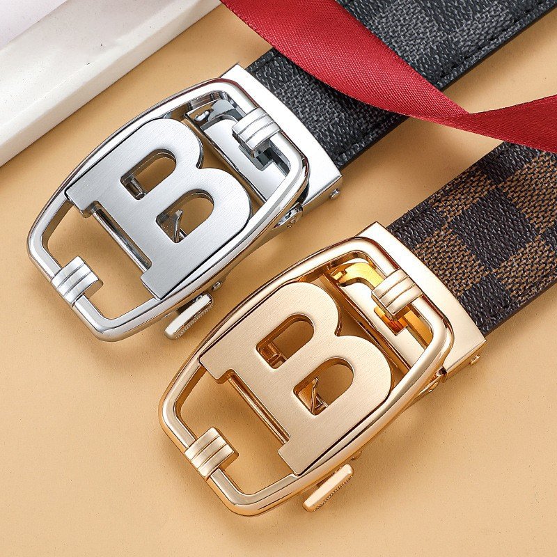 Men's genuine leather belt automatic buckle belt, cowhide belt, simple fashion waistband Business casual belt