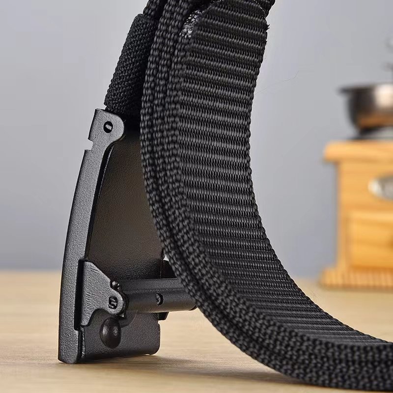 Wholesale latest designs fabric belt custom multiple colors alloy buckle polyester men belt