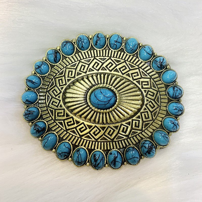 Wholesale Turquoise Belt Buckles 40mm Brass Stainless Steel Zinc Alloy 3dWestern Cowboy Metal Belt Buckles For Woman