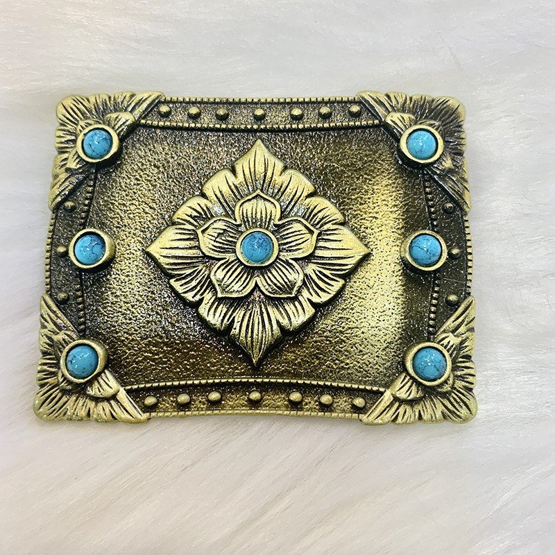 Wholesale Turquoise Belt Buckles 40mm Brass Stainless Steel Zinc Alloy 3dWestern Cowboy Metal Belt Buckles For Woman