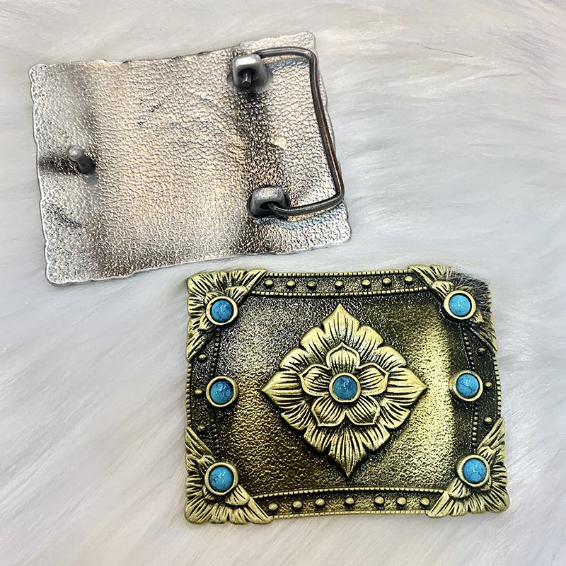 Wholesale Turquoise Belt Buckles 40mm Brass Stainless Steel Zinc Alloy 3dWestern Cowboy Metal Belt Buckles For Woman