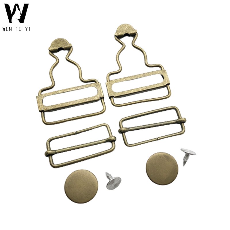 6 Sets Metal Antique Brass Suspender Buckles Overall Clip Replacement for Adult Kids 38mm Clothing Handmade jeans accessories