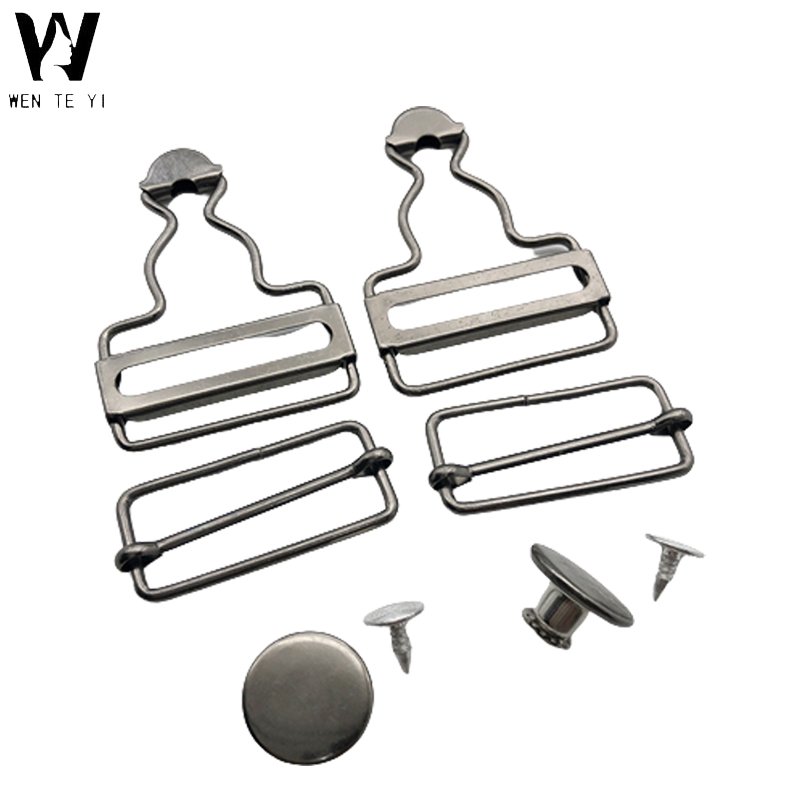 6 Sets Metal Antique Brass Suspender Buckles Overall Clip Replacement for Adult Kids 38mm Clothing Handmade jeans accessories