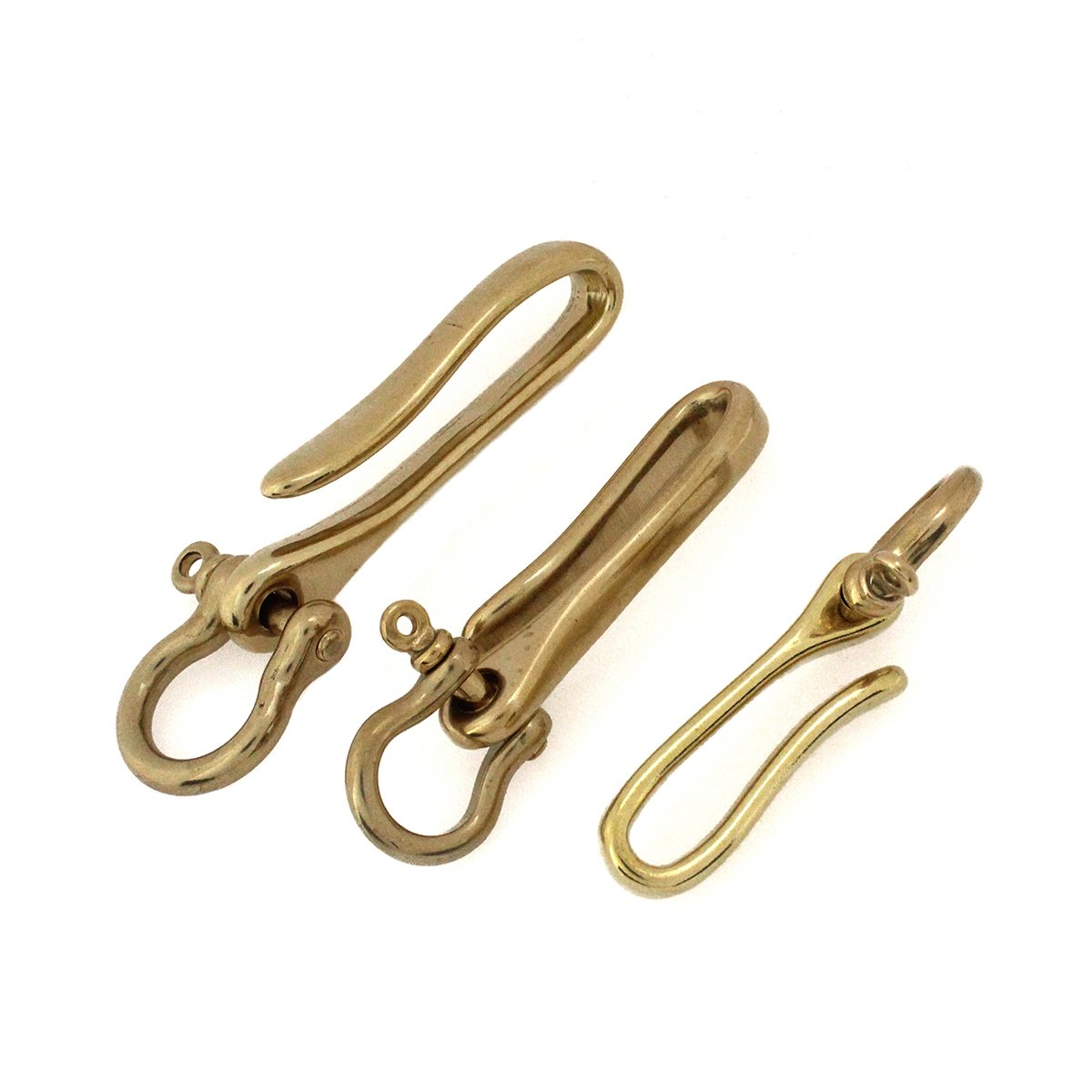 Belt U Hook Brass Keychain Fob Clip Retro Vintage Key Ring Wallet Chain Hook with bow shackle Fish Hook 3 Sizes available
