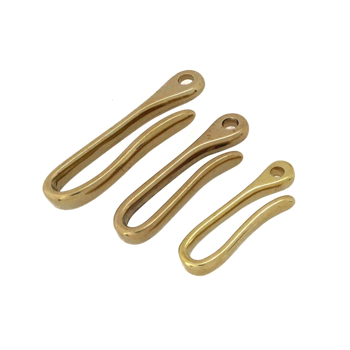 Belt U Hook Brass Keychain Fob Clip Retro Vintage Key Ring Wallet Chain Hook with bow shackle Fish Hook 3 Sizes available
