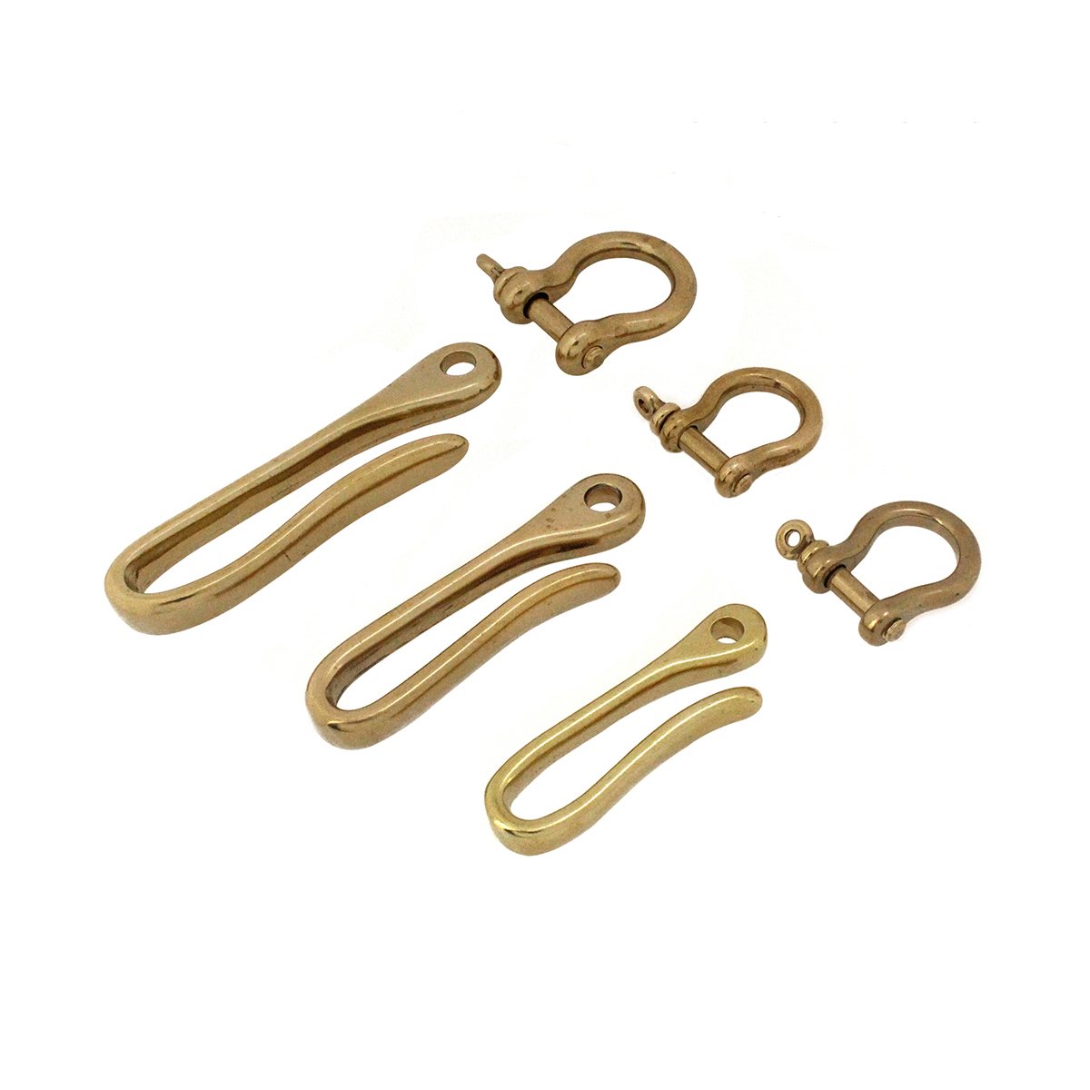 Belt U Hook Brass Keychain Fob Clip Retro Vintage Key Ring Wallet Chain Hook with bow shackle Fish Hook 3 Sizes available