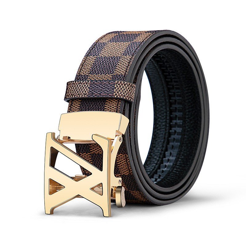 WanShui b010 leather belts for men automatic buckle blet men's belts leather men's leather pants Plaid business waistband