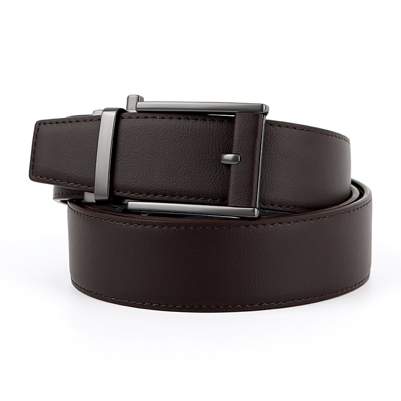 High quality custom cowhide belt 3.4cm wide men genuine leather belt with gold automatic buckle hot selling belt