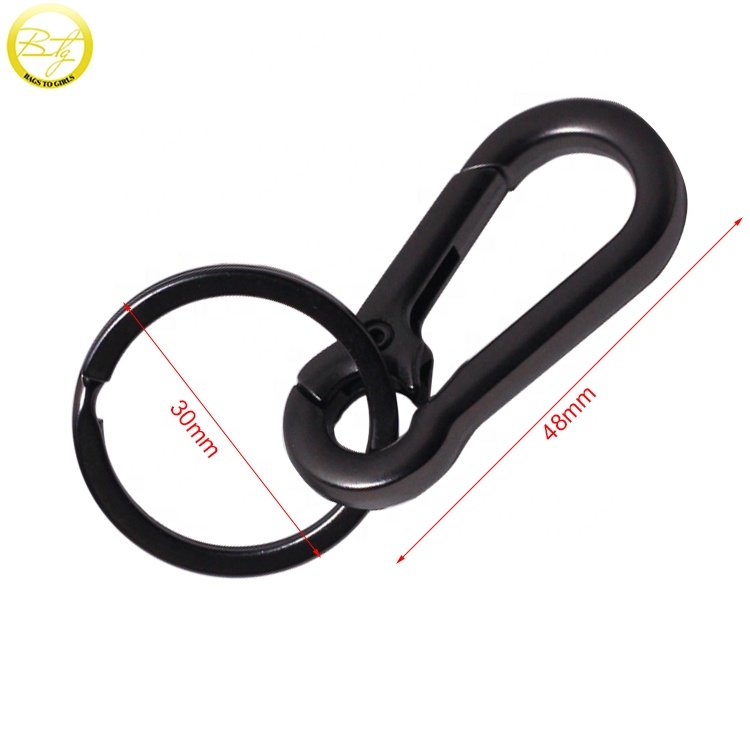 High quality dog collar hook metal trigger swivel buckle black color keychain accessory lobster clasps with keyring