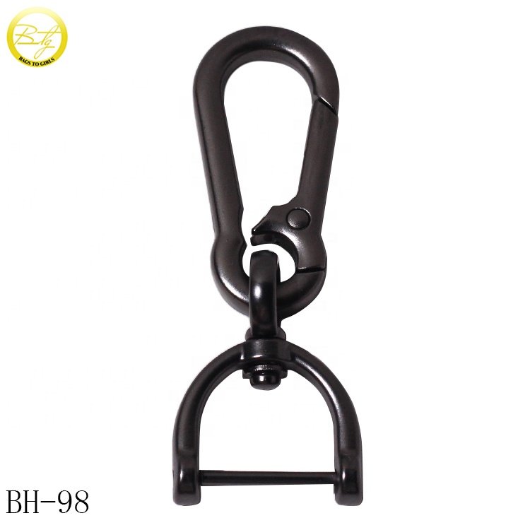 High quality dog collar hook metal trigger swivel buckle black color keychain accessory lobster clasps with keyring