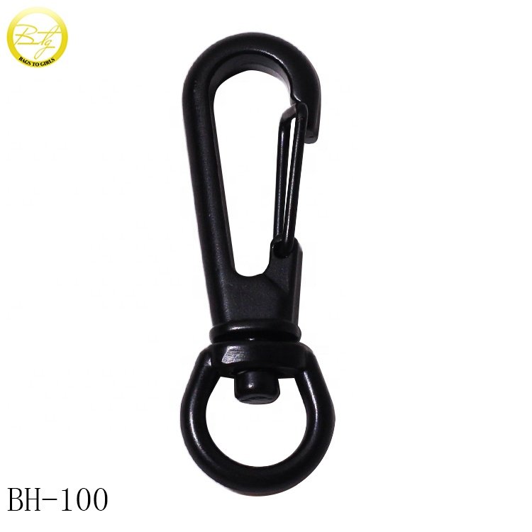 High quality dog collar hook metal trigger swivel buckle black color keychain accessory lobster clasps with keyring