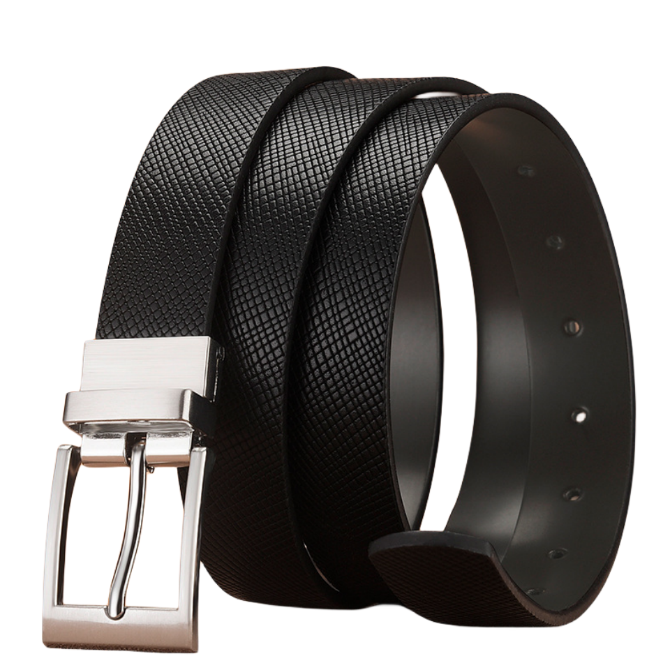 Custom Fashion Men's Double-sided Reversible Buckle Leather Belt Cut-to-Fit Golf Rotate Buckle Men Belt