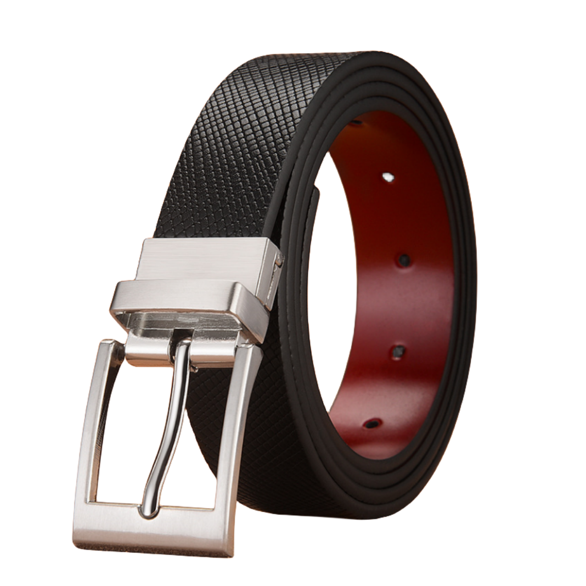 Custom Fashion Men's Double-sided Reversible Buckle Leather Belt Cut-to-Fit Golf Rotate Buckle Men Belt
