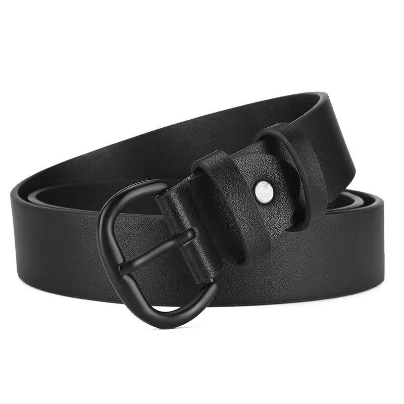 Women Leather Belt for Jeans Pants Dresses Black Ladies Waist Belt with Pin Buckle
