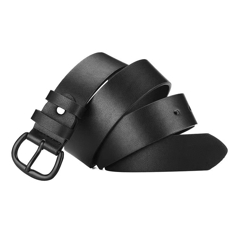 Women Leather Belt for Jeans Pants Dresses Black Ladies Waist Belt with Pin Buckle