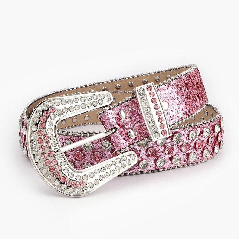 West cowgirl Ladies New popular Punk Jeans Belt with Pin Buckle European Style Fashionable Rhinestone PU Belts