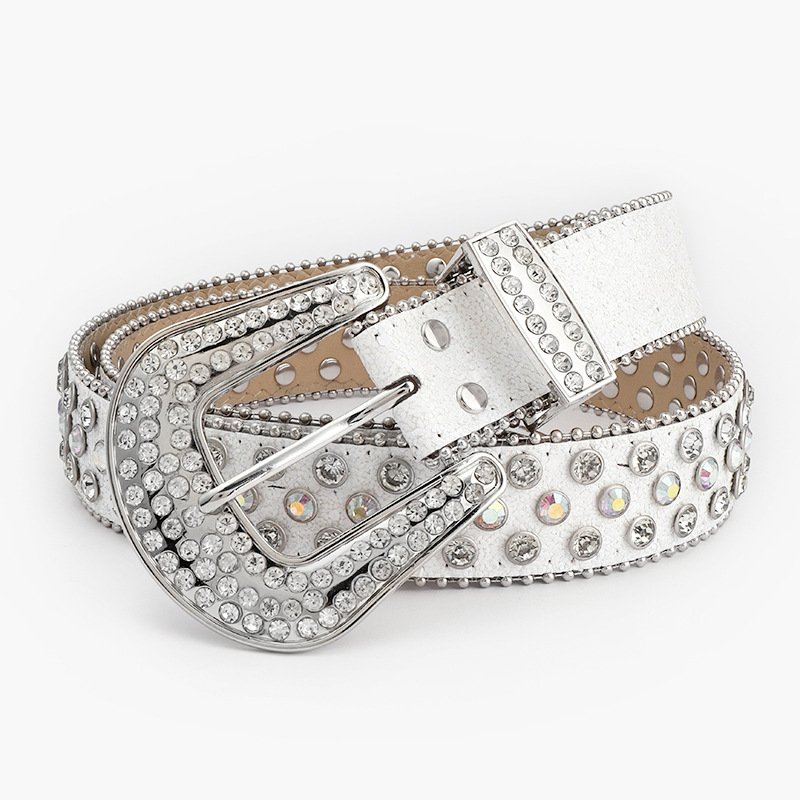 West cowgirl Ladies New popular Punk Jeans Belt with Pin Buckle European Style Fashionable Rhinestone PU Belts