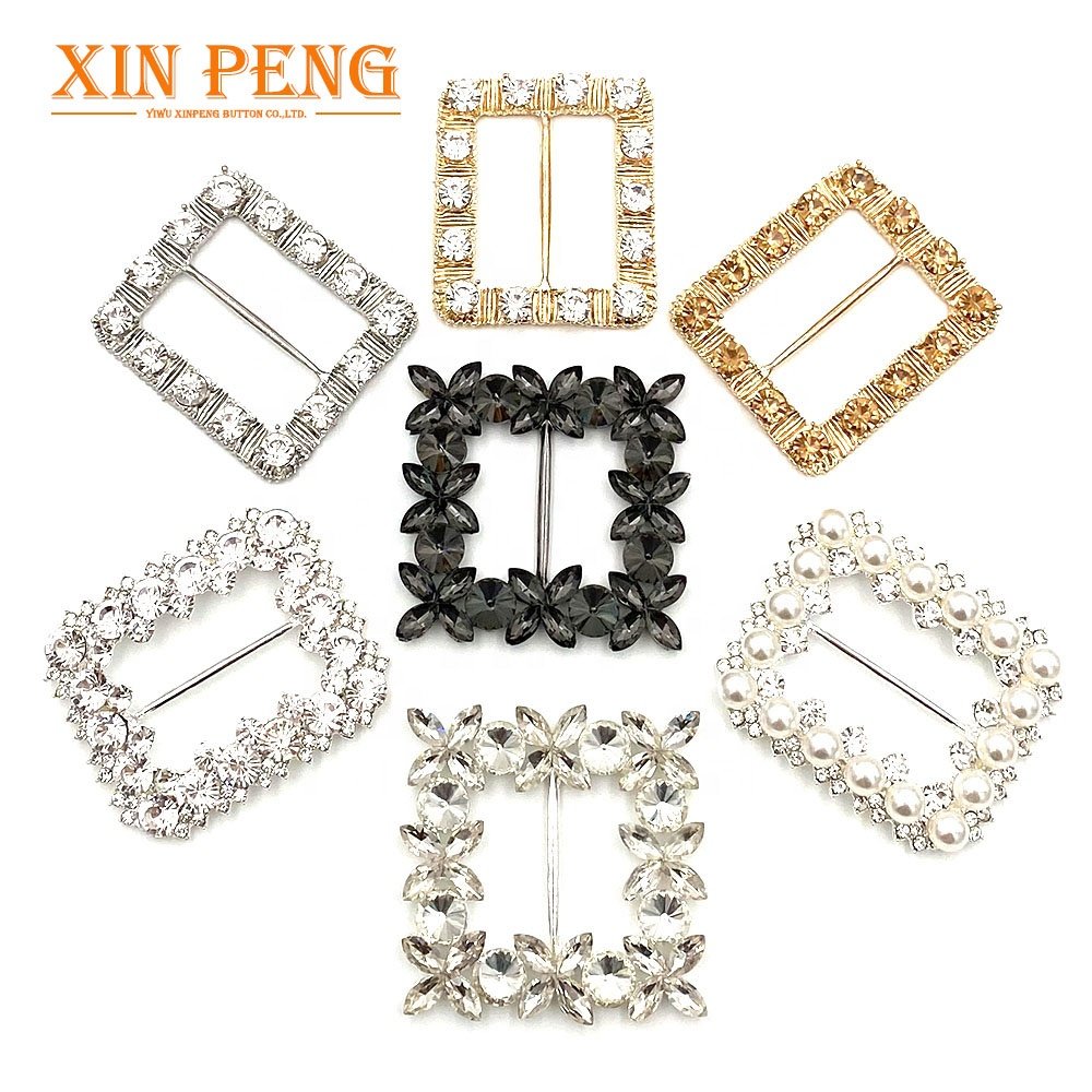 High Quality Custom Metal Buckle Rhinestone Round Buckle For Garment Coat